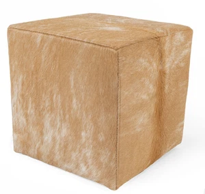 ACTUAL PICTURE Real Cowhide Hair On Square Ottoman / Pouf / Footrest 18x18x19" - Picture 1 of 5