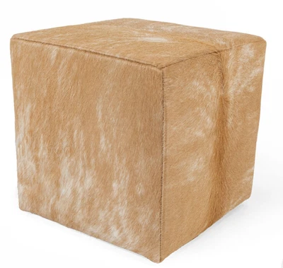 ACTUAL PICTURE Real Cowhide Hair On Square Ottoman / Pouf / Footrest 18x18x19" - Image 1 of 4