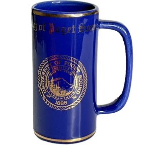 Vintage 70er W.C. Bunting Pottery Co. University of Puget Sound mit Goldrand Becher - Bild 1 von 9