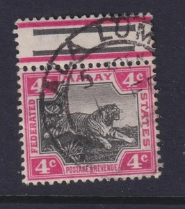 FEDERATED MALAY STATES, 1904 Tiger, Mult. CA, 4c. Black & Carmine, Gutter at top - Picture 1 of 1