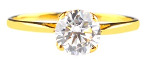 Anillo solitario para mujer D/VVS1 forma redonda de 2,80 quilates en el mejor oro amarillo de 14 quilates - Imagen 1 de 8
