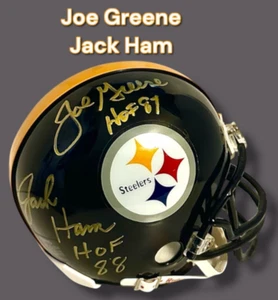 JOE GREENE & JACK HAM AUTOGRAPHED SIGNED PITTSBURGH STEELERS MINI HELMET wAPCOA - Picture 1 of 7