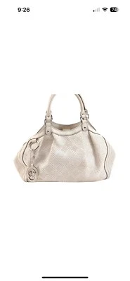 Auténtico Bolso de Mano GUCCI Diamante Sukey Cuero Paja 211944 Blanco 8747K Foto 1 de 4