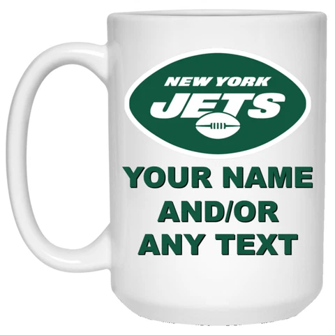 Custom Personalized New York Jets White 15 oz Ceramic Coffee Mug Cup Cover