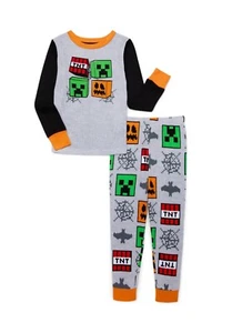 Minecraft Boys Glow in the Dark Long Sleeve 2Pc Pajama Set Size 4 New - Picture 1 of 3