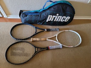 3 Stück Prince Thunderstick & Wilson Keramik Serie 110 Größen Tennisschläger & Tragetasche - Bild 1 von 12