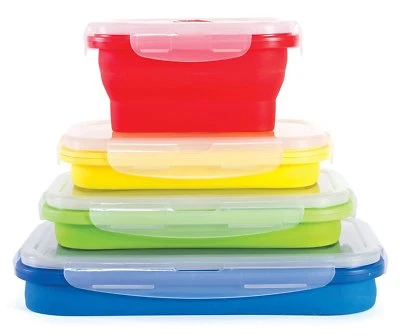 Thin Bins Food Storage Containers - Set of Collapsible Silicone w/ Airtight Lids - Image 1 of 4