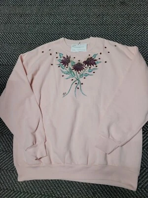 Sudadera De Colección Años 90 Lee Rosa Cuello Redondo XLarge Colorido Brillo Floral Gráfico Foto 1 de 4