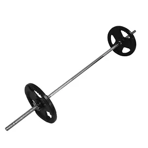 25kg Ez Grip Cast Iron Barbell Weight Set - 150cm Bar + 20kg Iron Weight Plates - Picture 1 of 6