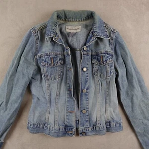 Warehouse Denim Jacket Womens 8 Blue Biker Trucker Distressed Light Wash UK - Picture 1 of 15
