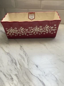 Ciroa Steinzeug rot weiß Celebrate Christmas rechteckig Steinzeug Laib Schale neu - Bild 1 von 8