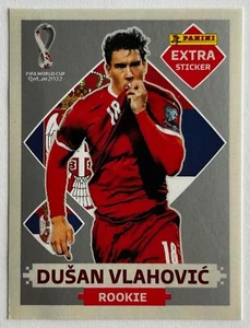 Panini World Cup Qatar 2022 - DUSAN VLAHOVIC (SERBIA) Extra Sticker SILVER - Imagen 1 de 1