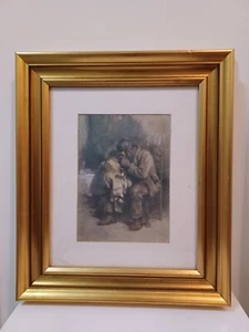 Vintage Original Framed Motherless Sir Samuel Luke Fildes Litho Art Print C1914 - Picture 1 of 18