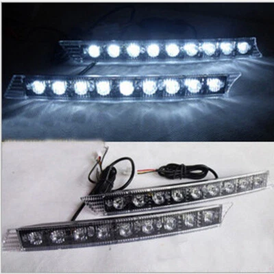 2x 12V Coche Duradero 9 LED Luces de circulación diurna Intermitente Tira de lámpara Señal de giro Foto 1 de 4