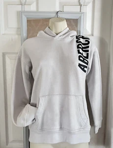 ABERCROMBIE Kids Hoodie Size 11/12 White And Black Logo Pullover Youth - Picture 1 of 8