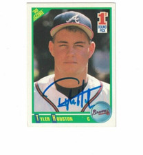 TYLER HOUSTON SIGNED IP 1ST ROUND PICK SCORE 1990 #677 ATLANTA BRAVES AUTO