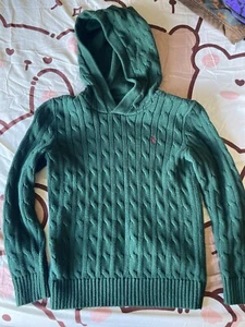 polo ralph lauren Cable Knit Cotton Hooded sweater boys.Sz.8 - Picture 1 of 4