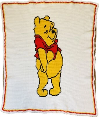复古小熊维尼冬季针织毯 35 英寸 x 42 — 第 1/4 张图片