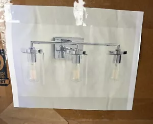 Pottery Barn Rhodes Triple Tube Sconce w/ Shade Chrome Bathroom Vanity 3279795 - Picture 1 of 15