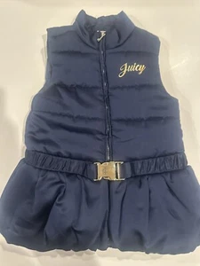 Juicy Couture Puffy Vest, Girls Sz 6X, Navy With Gold Accept - Picture 1 of 11