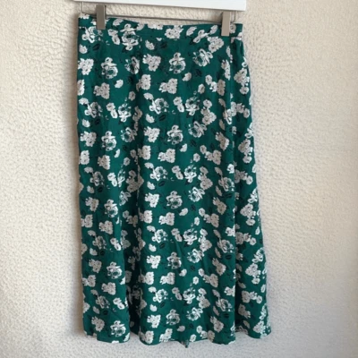 Falda midi Banana Republic para mujer XS verde blanco floral Foto 1 de 4