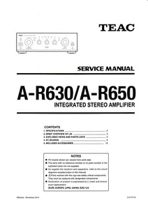 Service Manuel D'Instructions pour Teac A-R630, A-R650 - Picture 1 of 1