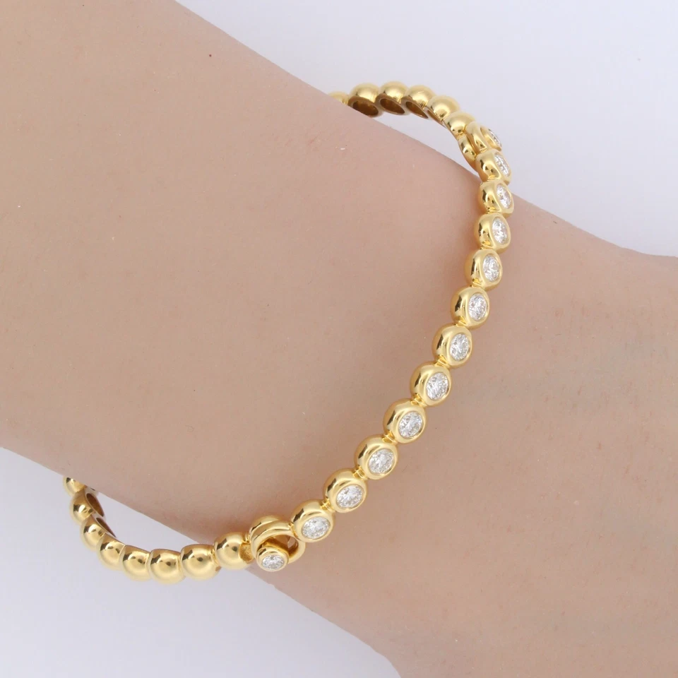 Elegante brazalete de oro amarillo de 18 quilates con diamantes de 1,06 quilates para dama talla 6,75 16,5 gramos Foto 1 de 1