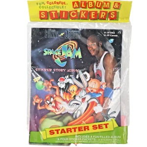 1996 Space Jam New Sealed Four Sticker Packets Michael Jordan Bugs Bunny Vintage - Picture 1 of 7