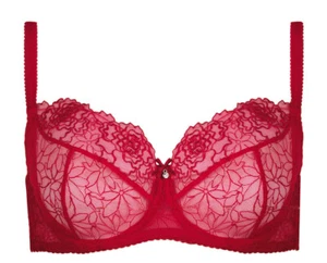 Women red soft balconette underwire bra Gortex Pamela UK 42E - Picture 1 of 4