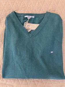SOUTHERN TIDE V-Neck Cotton Sweater in Irish Green (Blue) Size XXL New with Tags - Picture 1 of 5