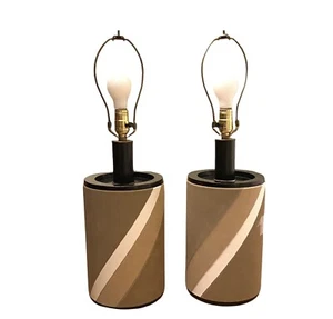 Vintage 70er Jahre Paar Westwood Retro MCM Tischlampen Wildleder/Leder? Farbblock NEUWERTIG - Bild 1 von 11