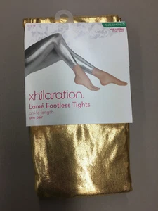 Womens Footless Leggings Gold Metallic Sexy Shiny Halloween Costume Sm/Med - Picture 1 of 2
