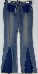U.S. POLO ASSN. Junior Womens 5/6 Ruche Drawstring Flare Jeans Side Zipper 32x33 - Picture 1 of 13