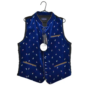Stockerpoint Velvet Floral Trachten Vest Waistcoat Size 48/S New! - Picture 1 of 7