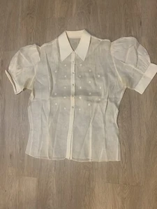 1940’s INSANE balloon Sleeves Shoulders See Through Art Deco VINTAGE - Picture 1 of 12