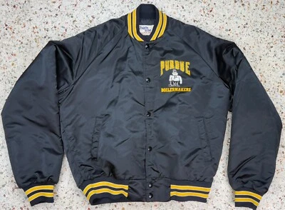 Chalk Line Vtg NCAA Purdue Boilermakers Quilt Lined Satin Bomber Jacket Size M - Image 1 of 4