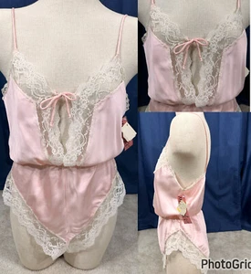 Vintage Small Romper Pink Sheer Lace Bodysuit Sleepwear Ms. Leslee 24-32” Waist - Picture 1 of 19