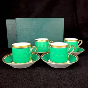 Richard Ginori CONTESSA Impero Green Demitasse Cup Saucer 4 Set #1 - Picture 1 of 10