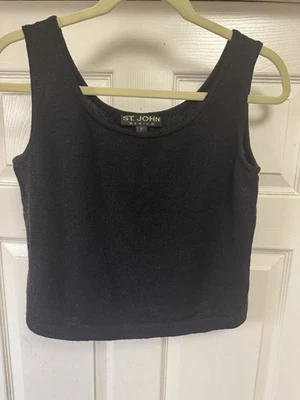 St. John Basics Tank Top Womens  Size P Black Knit Sleeveless Scoop Neck Shell - Image 1 of 4