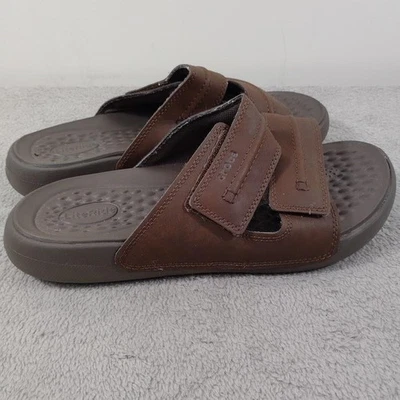Sandalias Crocs Para Hombre Talla 9 Marrón LiteRide Ajustable Deslizable Zapatos Cómodos Foto 1 de 4