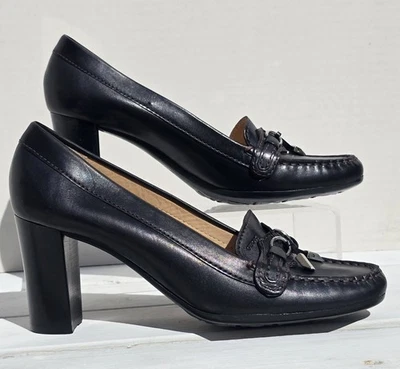 Zapatos de salón mocasines Geox Respira de cuero negro para mujer talla 8 EU 38 Foto 1 de 4