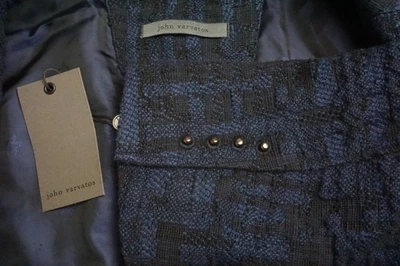 John Varvatos Black Blue Woven Tweedy Clasp Sport Coat Jacket Sz 36 Brand New - Image 1 of 4