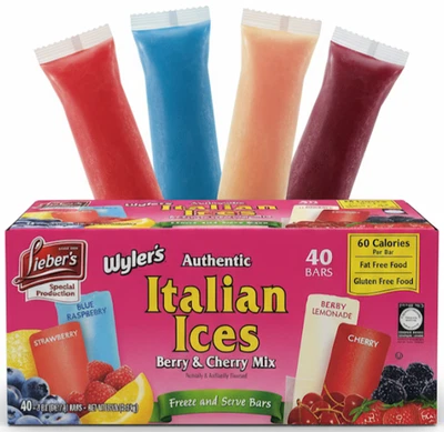 Wyler's Italian Ices Freezer Pops Berry And Cherry Mix Ice Pop, 40 Count - Image 1 of 4