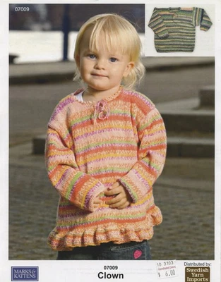 Marks & Kattens Knitting Pattern 07009 Clown Baby Child Sweater w or w/o Ruffle - Image 1 of 2