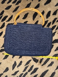 Vintage Trimingham’s Bermuda Blue Woven Straw Clutch CasualBag Italy 60s (4548) - Picture 1 of 10
