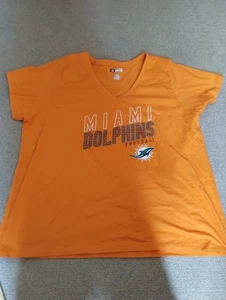 MIAMI DOLPHINS ORANGE V NECK WOMENS NFL TEAM APPAREL SIZE 3X T SHIRT USED - Picture 1 of 1