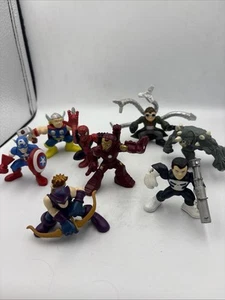 Lot Of 8, Playskool Marvel Super Hero Squad Captain America Spider-Man Thor - Picture 1 of 2