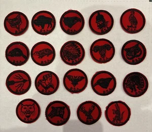Lot of 19 Vintage and Rare Mint Black and Red Boy Scout Patrol Medallions - Picture 1 of 5