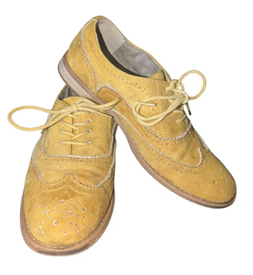 Zapatos Oxford amarillos con cordones talla 7,5 imitación gamuza Foto 1 de 4