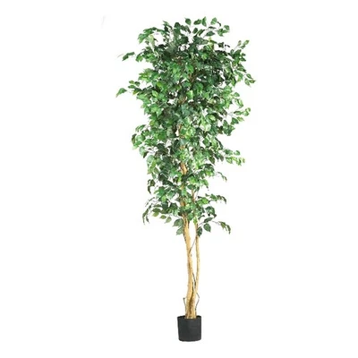 Почти натуральное 84-дюймовое шелковое дерево фикус с натуральным стволом и 1260 листьями зеленое/черное - Изображение 1 из 4